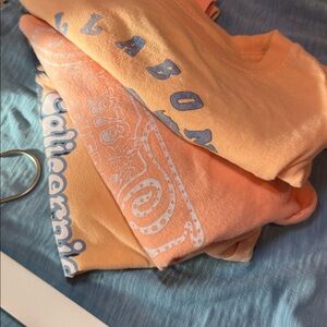 Billabong Surfer Teen Peach and Blue Boxy Crop Beach Tee